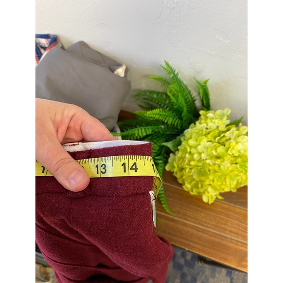 Vintage Pleated Maroon Crimson Red Wool Skirt with Pockets // Deadstock - Picture 4 of 10